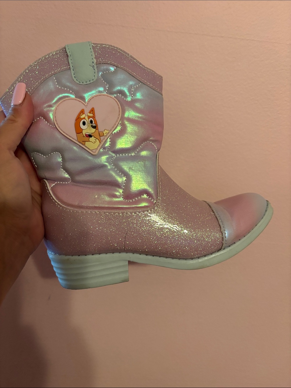 Girls' Pink Glitter Western Bluey Boots